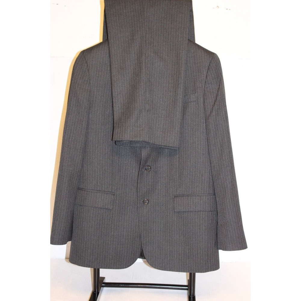 Merona Classic Vented 42R Men's Gray Stripes Suit Pants W36X31L Made in India